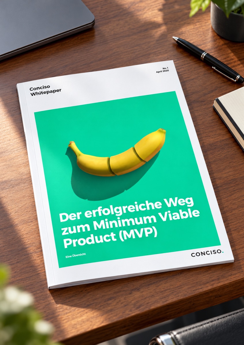 Conciso: Broschüre mit Banane auf grünem Grund